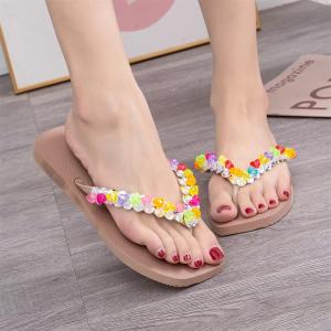Womens Korean style flat flip-flops waterproof material comfortable sandals non-slip sole suitable for outdoor casual wear 070523