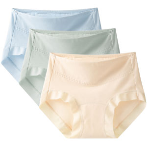 3PCS Womens Mid-high Waist Knickers Plus Size Ladies Cotton Briefs Underwear Full Coverage Soft Breathable Panties L-3XL