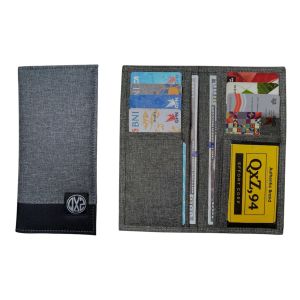 QXZ94 Dompet Pria Kulit Sintetis Polos Abu Tua Lipat dengan Slot Kartu DPTL-KV05