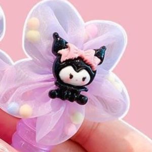 Kawaii Kuromi Girls Telephone Wire Hairpin Sanrio Cartoon Hello Kitty Babies Headropes My Melody High Ponytail Headwear Kid Gift