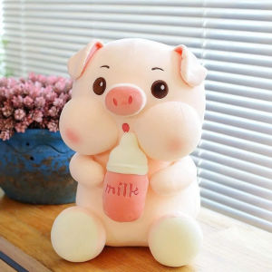 Gấu Bông Heo Ôm Bình Sữa Lợn Bú Bình Gối Ôm Ngủ Siêu Mềm Mịn Thú Nhồi Bông Siêu Cute Cao Cấp