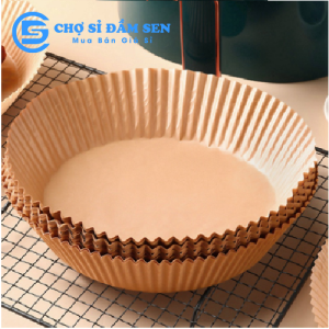 Hộp 50 Giấy nến lót nồi chiên không dầu hình khuôn bánh lớn miếng lót nướng bát tròn không dính không thấm dầu