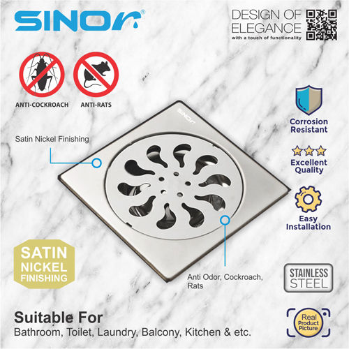 SINOR SD4156 STAINLESS STEEL 6" X 6" FLOOR GRATING DEODORIZE FLOOR