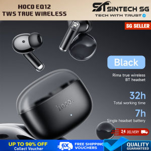 [Fast Delivery] Hoco EQ12 Rima TWS True Wireless Bluetooth 5.3 Earbuds with 13mm Dynamic Driver 7 Hours Playtime HD HiFi Stereo Sound Touch Control Built-in Microphone Transparent Charging Case