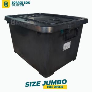 COD Container Box JUMBO KB 160 Liter Kotak Serbaguna untuk Penyimpanan Storage Multifungsi Hitam dengan Roda Kuat dan kokoh cb 150 L Akako