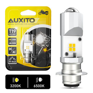 AUXITO 1PCS T19 P15D LED Motorcycle Headlight H4 H6 Headlamp Dual Color 3200K 6500 White 9-30 V