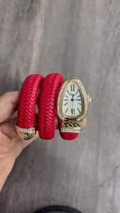 New hot-selling cross-border snake-shaped wristwatch fashionable and unique quartz watch with diamond-embellished leather strap wholesale and dropshipping available