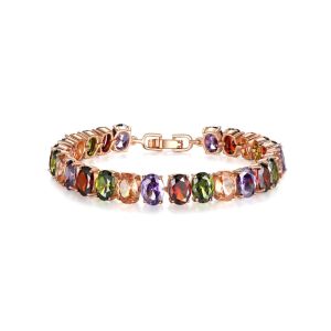 GENENIC Luxury Rainbow Zircon Bracelet Ornaments Vintage Rhinestone Bracelet Elegant Hand Jewelry Colored Crystal Bracelet Lady/Men