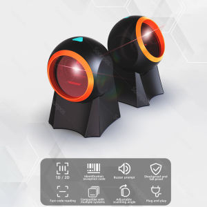 Soonpos Automatic Sensing Scan 1D 2D QR code Scanner High Quality Omnidirectional Desktop Barcode Scanner Wired USB Bar Qr Code Scanning Reader  for Supermarket