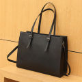Women Laptop Bag 15.6 Inch School Shoulder Bag Black Business Work Bag Large Women Leather Tote Bag. 