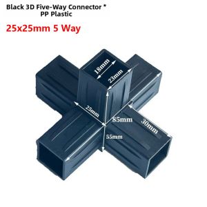 FXUP 1Pcs 20/25/30mm Square Pipe Fitting X-L-T Shape 2/3/4/5-Way Pipe Angle Code Durable Black Plastic Pipe Connector for 20/25/30mm Square Pipe