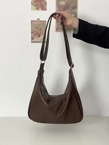 Women Simple Trendy Faux Leather Large Capacity Shoulder Crossbody Messenger Bag Soft Texture2026