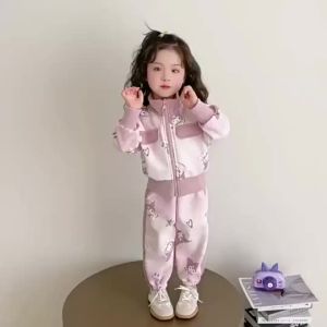 0.5-9Y Kuromi Sports 2pcs set Girls kuromi pink and purple jacket and pants set