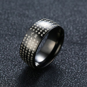 Titanium Steel Gold lelaki cincin buddha kitab wanita cincin hitam
