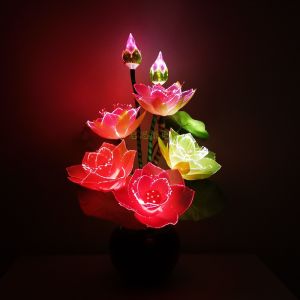 Led flower lights 7 heads Lotus light buddha lamp Fo lamp Novelty artistic optical fiber flower