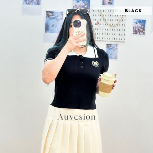 6236 Bearnie Collar Button Knit Top Blouse Atasan Wanita Berkerah