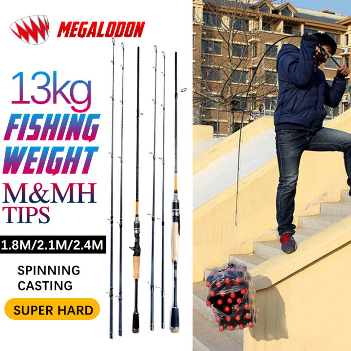 Megalodon new EAGLE Fishing Rod 2TIPS M+MH TIPS 1.8M/2.1M/2.4M 12kg fishing  weight spinning/casting Carbon fiber fishing rod Ready stock