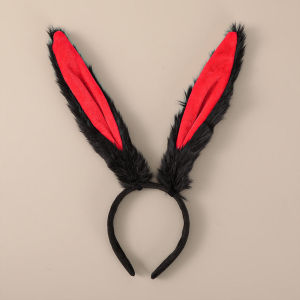 Rabbit Ears Headband Fashion Fluffy Cute Bunny Dressing Up Headband Hair Hoop Female Anime Women Cartoon Plush Headband Halloween Party Cosplay Props Daily Wear
