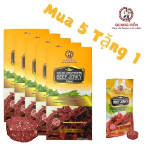 5 hộp tặng 1 khô bò nguyên bản beef jerky original Quang Hiển đậm đà hương vị tự nhiên hộp 100gr