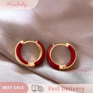 French Elegant Drip Glaze Hoop Earrings Light Luxury High-End Design Plain