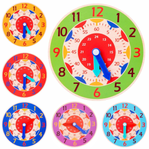 Wooden Learning Clock Education Clockface for Elementary Kids Non Toxic Color Printed Teaching Board School Stationery