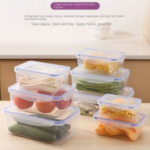 GTRBFDS 1/4PCS Sealed Rectangular Refrigerator Storage Box Stackable Plastic Food Containers Portable with Lid Trasparent Crisper