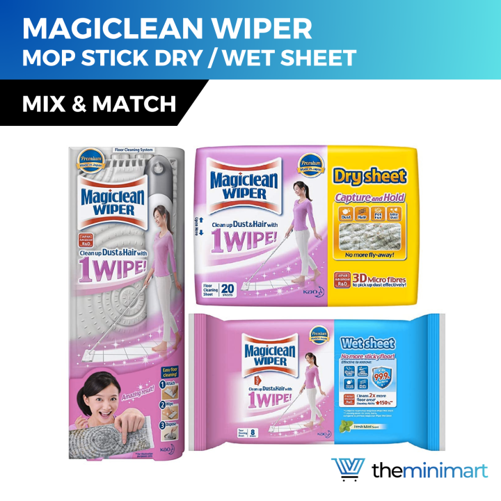 Magiclean Wiper Mop Stick Dry / Wet Sheets / Dry Sheets Lazada