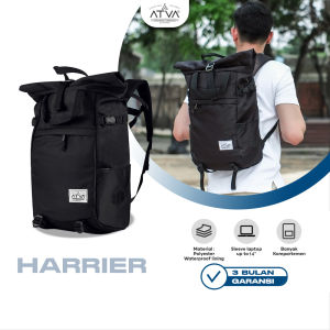 Tas Ransel Rolltop Smart Backpack USB Port muat Laptop 14 Inch tas Gendong untuk Kuliah dan Kerja Stylish dan Fungsional ATVA Harrier Black