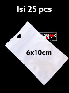 [100 PCS] Plastik Packing Klip Plastik Ziplock 6x10 Cm Putih Susu kedap udara