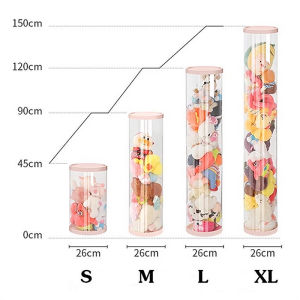 Doll Storage Bucket Transparent Cylindrical Storage Box Durable Large-capacity Rotatable Childrens Toy Doll Organizer Tube Box