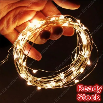 【Copper-Battery】1M 2M 5M 10M 10LED 20LED 50LED 100LED Mini Copper Wire String Fairy Light Strings Lights LED Party Wedding Decoration Garland Festival