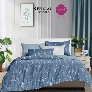 Ga chun chần bông MC 100% sợi tổng hợp bền màu by Grand họa tiết In hoa ( 1 ga + 2 vỏ gối)