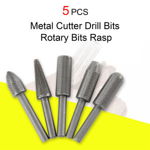 5PCS Metal Cutter Drill Bits Rotary Bits Rasp Milling Filing Shaping Cutting Steel Carving Wood Burrs Metal Grinding Grooved Engraving Polish Polishing Woodworking Abrasive File