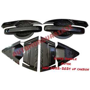 PAKET COVER HANDLE OUTER HANDLE DAN TANK COVER HONDA HRV 2022 2023 2024 2025 up HITAM Doff & Carbon