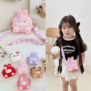 GDRGHJN Y2K กระเป๋าซิลิโคนกระต่าย มัลติฟังก์ชั่ กระเป๋ามีซิป กระเป๋าใส่เหรียญลายการ์ตูน คาวาอิ กระเป๋าใส่หูฟัง กระเป๋าสะพายไหล่กระต่าย สำหรับผู้หญิง