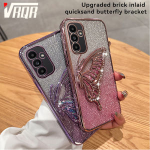 VRQR for Samsung Galaxy A13 4G A13 5G A04s A05s A14 4G A14 5G A15 4G A15 5G A24 4G A25 5G A34 5G A35 5G A54 5G A55 5G Transparent Electroplated Glitter Butterfly Holder Phone Case