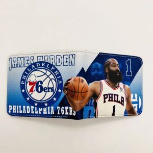 Full-Color Printed PU Fold Wallet NBA Basketball Team Logo Basketball Star Wallet Soccer Fan Gift