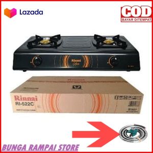 RINNAI 522C Kompor Gas 2 Tungku BAHAN TEFLON BISA PILIH VARIAN+selang