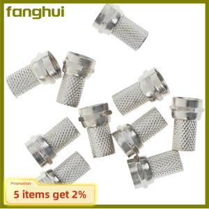 fanghui 10Pcs 75-5 F Connector Screw On Type For RG6 Satellite TV Antenna Coax Cable