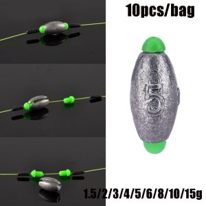MISUPS 10Pcs Split opening Mouth Additional Weight Weights Olive Shaped  Sinker Fishing Lead fall Hook Connector