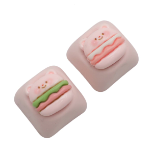 ติดตั้งง่ายแป้นพิมพ์เรซิ่นกากบาทรูปแฮมเบอร์เกอร์ที่น่ารักแป้นพิมพ์ปรับแต่งได้สำหรับใส่ทำงานและเล่นเกม