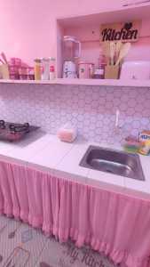Stiker Dapur Backsplash / Background Kitchen Motif Hexagonal Warna Gold Vynil Premium Bisa Custom