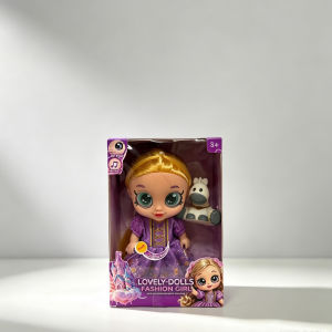 xb Fashion Musical Princess Vinyl Doll 5D Eyes Dress‑Up Doll Toy With Pet Figure bx
