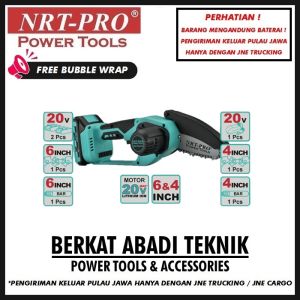 NRT-PRO CS100DC Mesin Cordless Mini Chainsaw 20V 4 & 6 Inch Gergaji Rantai Potong Kayu Chain Saw Gerinda Baterai Batre CS100 CS 100 DC 100DC
