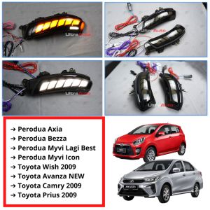 Perodua Axia Bezza Myvi Icon Toyota Wish Camry Prius Avanza DRL Side Mirror Signal Blinking Light Lamp