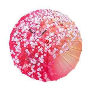 LANGJ Cổ điển Ô giấy dầu Thủ công Treo trang trí Ô lụa Trung Quốc Cứng cáp Tay cầm dài Ô khiêu vũ Khiêu Vũ cổ điển