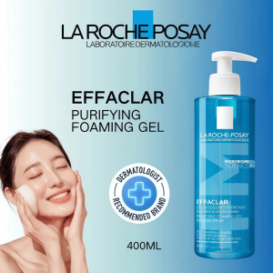 La Roche-Posay Effaclar Purifying Foaming Gel 400ml Microbiome Science Formula | Deep Pore Cleansing Excess Sebum Removal Acne Skin Balancing pH Skin Friendly Non-drying Face Wash For Oily Acne Skin