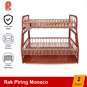 PACIFIC Rak Piring Plastik 2 Susun Monaco Dish Rack Dengan Nampan PAC-RPM-012