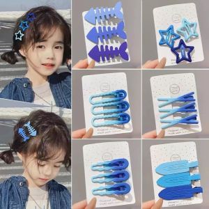 【VanHariacc】3 ชิ้นสีฟ้า Y2k ดาวห้าแฉกผม Pins สําหรับผู้หญิงแฟชั่นเกาหลี Dopamine การ์ดการ์ตูน Hairwear