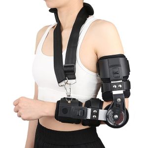 Elbow Support Aluminium / Penyangga Lengan Patah Dengan Sabuk Bahu / Penjepit Fiksasi Siku Yang Dapat Disesuaikan Sudut Yang Dapat Ditekuk Desain Chuck